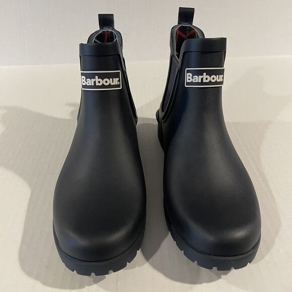 Barbour Wilton Chelsea Wellington Wellies Navy Rubber Rain Boots Women's size 6 - Picture 3 of 14